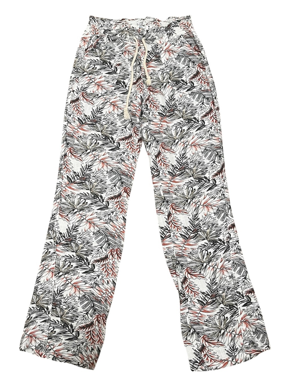 Cali 1850 Los Angeles Floral Tropic Wide Leg Linen Blend Pants Size Small